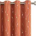 BGment Terracotta Blackout Curtains 84 Inch Length 2 Panels Set, Grommet Thermal Insulated Blackout Curtains with Wave Line and Dots Printed for Bedroom, 2 Panels, Each Panel 52 x 84 Inch
