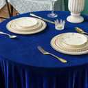 GLORY SEASON Velvet Tablecloth Luxurious Solid Round Table Cloth,Oblong Retro Farmhouse Ruffle Tablecloths Washable Table Cover for Party Wedding Baby Shower Kitchen Dinning Tabletop Decoration