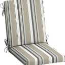 Arden 2-Pack earthFIBER Outdoor Patio Dining Chair Cushion, 20 x 44, Rain-Proof Seat Pad, Fade-Resistant Outdoor Cushion Taupe Grey Boardwalk Stripe