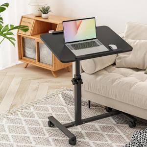 Laptop Table Mobile Adjustable Height Portable Desk Notebook Swivel PC Computer Rolling Desk with Wheels, Laptop Stand for Couch Bedside Hospital Bed Table