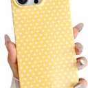 Skyseaco for iPhone 13 Pro Case Cute Aesthetic Heart Phone Case Soft Slim TPU Shockproof Phone Cover for Women Girls - Yellow and White