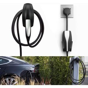 SEVEN SPARTA Charging Cable Holder with Chassis Bracket Compatible with Tesla Model 3 Model Y Model X Model S Charger Cable Organizer Car Accessories Wall Connector, Patent Approved (Black)
