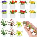 14 Pcs Miniature Dollhouse Plants Accessories for Doll House Tiny Fake Greenery Bonsai Ornament Crafts, Mini Artificial Plants, Dollhouse Plant for Doll House Decoration and DIY