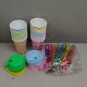 AFZMON 24 Monster Party Decorations Cups with Lids and Crazy Straws for Kids- Monster Plastic Fun Cups Birthday Party Favors Goodie Bag Stuffers for Toddler