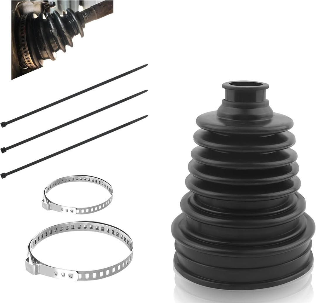 1PC CV Boot with 2 Stainless Steel Clamps & 3 Cable Ties,Waterproof & Dustproof CV Axle Boot Repair Kit for Protect Axle,Universal CV Joint Boot Fits for Most Cars (1PCS)