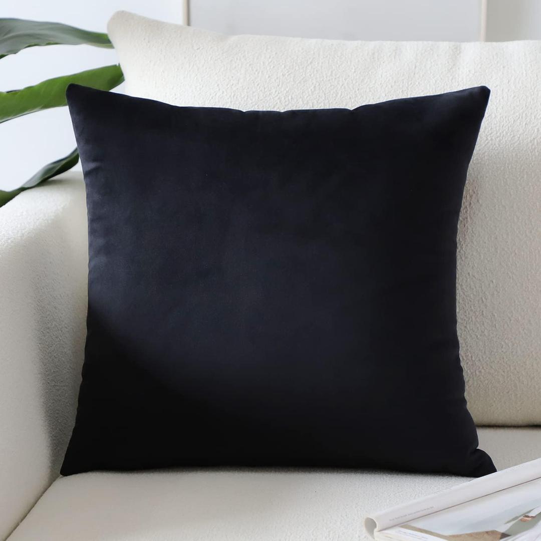 Artscope Luxury Velvet Pillow Covers Super Soft Decorative Square Throw Pillow Covers Case Cushion Covers for Sofa Couch Bedroom Car Decor 24x24 Inch Black