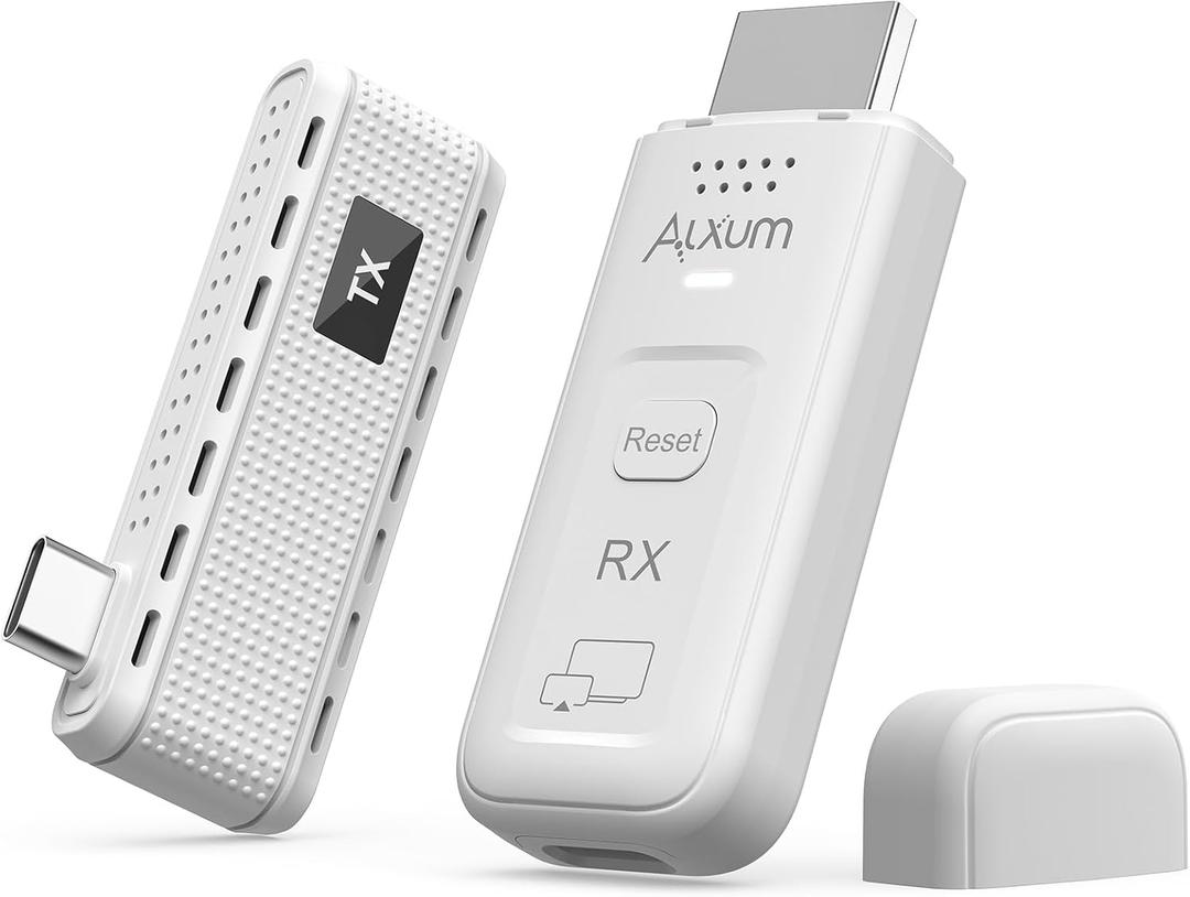 Alxum USB-C Wireless HDMI Transmitter & Receiver, 2-in-1 Kit: Plug & Play & AirPlay/ Miracast Casting, 165ft/ 50m, 4K Decode 1080P@60Hz Output, 5G+2.4G for Laptop/ Phone/ Tablet to Monitor/ Projector/ TV