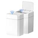 ELPHECO 2 Pack 3.5 Gallon Bathroom Trash Can with Lid Motion Sensor Slim Garbage Can Waterproof Smart Small Trash Bin for Bathroom, Kitchen, Office, Bedroom, Living Room, Toilet, White