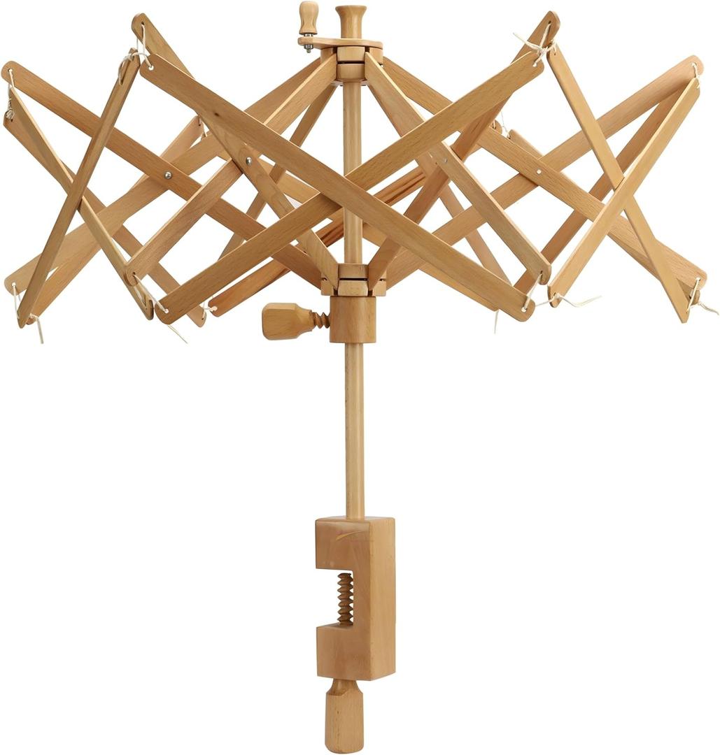 Brainmart Wooden Yarn Swift Umbrella Swift Yarn Winder Knitting Crocheting X-Large Heavy Duty Natural Beach Wood Handmade Swift, Holds up to a 6' Circumference Skein (24 Inch)