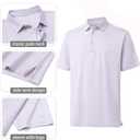 M MAELREG Golf Shirts for Men Short Sleeve Heather Jacquard Textured Stretch Moisture Wicking Performance Mens Polo Shirts (L)