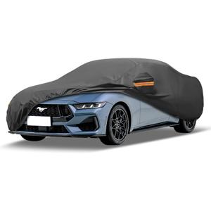 MORNYRAY Compatible with Ford Mustang,Car Cover Outdoor Waterproof Sun Rain Snow Hail Protection with Driver Door Zipper (Black, Custom Fit Ford Mustang)