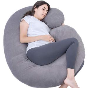1 MIDDLE ONE Pregnancy Pillow, C Shaped Full Body Pillow for Maternity Support and Pregnant Women Sleeping with Velvet Cover (Dark Grey)
