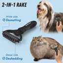 Docrok Pet Grooming Combo: Undercoat Rake, Dematting Deshedding Brush for Long-Haired Dogs and Cats, Black