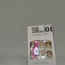 Short Nails Press on Square French Tip Fake Nails Gold Curve Line Petite False Nails with Stars Designs Cute Acrylic Nails Full Cover Glossy Glue on Nails for Women Girls 24Pcs