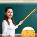 Magnetic Math 1m Ruler, Large Teaching Aids Classroom Math Geometry Tool Set Enhances Classroom Learning, Easily Mounts to Blackboard, Yellow