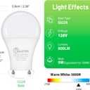 GU24 LED Light Bulb, 5000K Daylight, 9W(100W Equivalent), 800 Lumens, A19 Shape GU 24 LED Bulbs, Twist and Lock GU24 Pin Base with Two Prongs, Non-Dimmable, UL ETL Certificated(12-Pack)