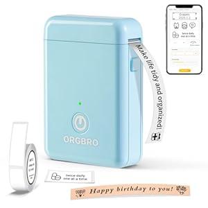 ORGBRO Label Maker Machine with Tape, X1 Portable Bluetooth Mini Label Printer, Support Pre-Cut & Continuous Label, Wireless Small Label Makers with Versatile App for School Home Office Organization (Blue)