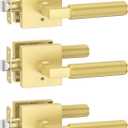 Amerdeco 3 Pack Privacy Door Handles - Brushed Gold Interior Lever, Knurled Heavy Duty for Bedroom and Bathroom, Reversible Keyless for Right & Left Side AM0021