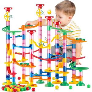 Marble Run for Kids - 133 PCS Construction Building Blocks Toys with Plastic Marbles, Maze Marble Track STEM Educational Toy, Birthday Gifts for Boys and Girls
