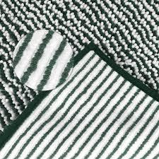 REGALWOVEN Chenille Striped Bathroom Rugs Extra Thick and Absorbent Bath Rug Non-Slip Soft Bath Mat Green 40x50