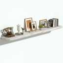 Vivelove Elm Wood Floating Shelf with Invisible Bracket 55Weathered White