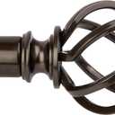 KAMANINA Bronze Curtain Rods for Windows 72 to 144 Inches (6-12ft), 1 Inch Long Curtain Rod 32 to 144, Heavy Duty Decorative Single Drapery Rods, Twisted Cage End