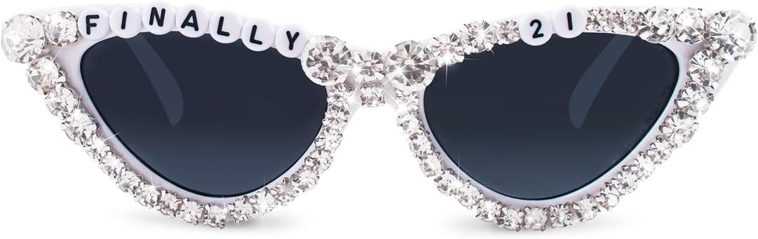 JUSTOTRY Birthday Girl Sunglasses - Birthday Decorations Accessories Outfit Pink Gifts for Women (Silver, M)