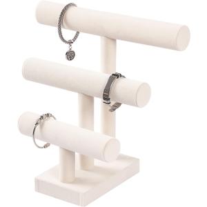 3 Tier Bracelet Holder,Bracelet Displays for Selling,Jewelry Display Stand for Bangles Necklaces Hair ties Scrunchies Watches (Beige)