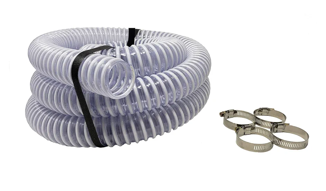 Sealproof 1.5" Pool Filter Pump Connection Hose for Above Ground Pools, 12 FT x 1-1/2 Inch Premium Quality Kinkproof PVC, Made in USA | Cut to Desired Length, Includes 4 Hose Clamps