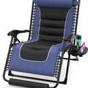 Suteck Zero Gravity Chair, 29" Lounge Chair w/Removable Cushion & Headrest, Reclining Camping Chair w/Upgraded Lock, Large Cup Holder and Footrest, Reclining Patio Chairs Recliner for Indoor Outdoor (29inch, Blue&black-xl)