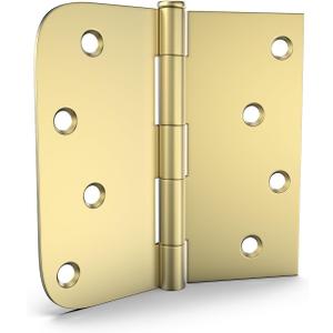 goldenwarm Pack of 3 4in Door Hinges Brushed Brass Gold Door Hinges Butt Hinges with Square & Round Corners, Interior Door Hardware