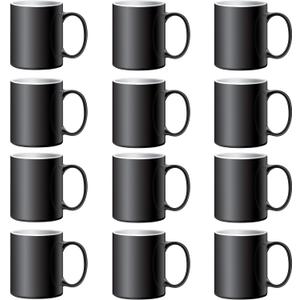 TANGLONG Color Changing Coffee Mugs 15oz Sublimation Mugs Magic Mug Heat Sensitive Coffee Mugs Tazas Magicas Para Sublimacion Set of 12 (Black)
