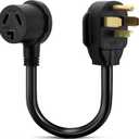 1.5FT 3 Prong to 4 Prong Dryer Adapter, 4 Prong to 3 Prong Dryer Adapter, NEMA 14-30P Male to 10-30R Female, Dryer Cord Adapter 4 to 3 Prong, STW 10AWG, 30A, 250V