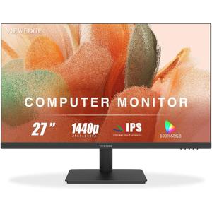 Viewedge 27 inch Monitor 2560 x 1440p 75hz IPS Computer Monitor QHD with HDMI, DP and Wall Mountable | Eye Protection 2K Monitor for Working and Gaming