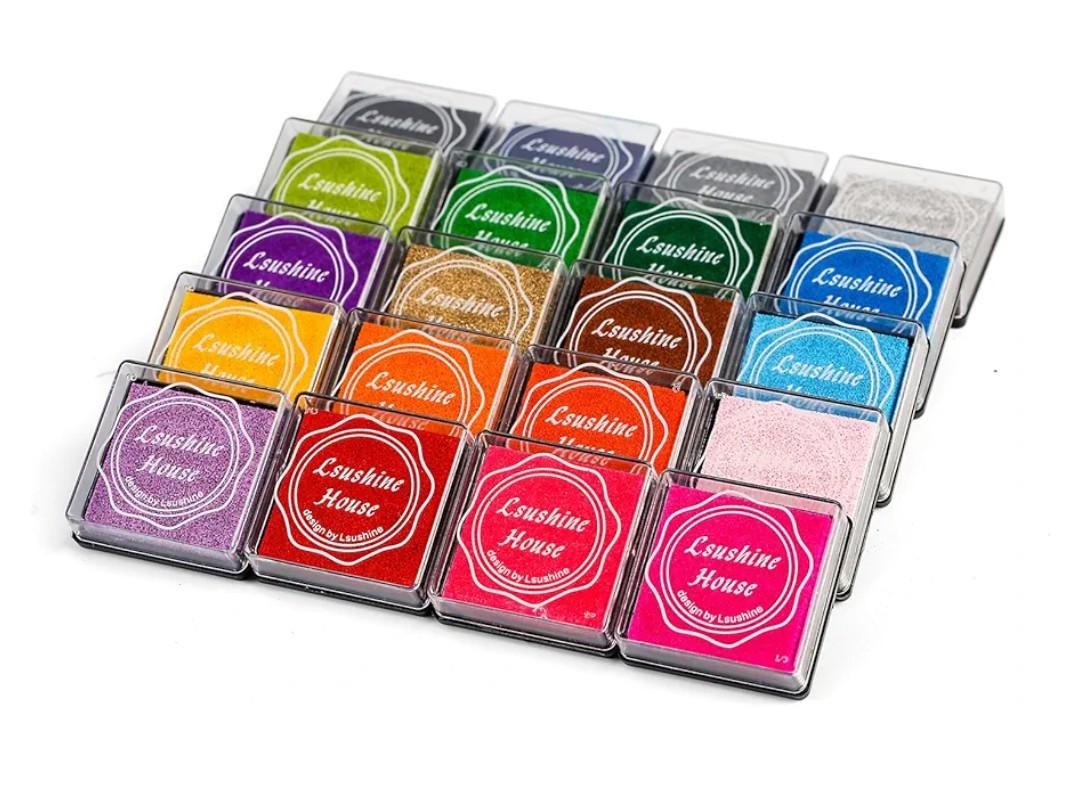 Lsushine Craft Ink Pad Stamps Partner DIY Color,20 Colors Rainbow Finger Ink pad for Kids (Pack of 20)