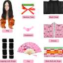 MEEZY 13 Pcs Japanese Anime Kimono Outfits Halloween Cosplay Costume for Adults (Black)