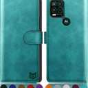 SUANPOT Moto G Stylus 5G Flip Wallet Case, RFID Blocking Cellphone Case for Women Men, Blue Green, Heavy Duty Protection, Kickstand, Card Slot, Shockproof PU Leather Cover