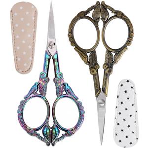 Crochet Scissors Professional Grade Shears for sewing,Craft, Artwork, Crochet,trimming,Needlework,Yarn, Handicraft DIY Tool,Thread,Beauty Hair,4.5in (Rainbow & Bronze)