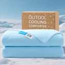 QUTOOL® Cooling Blankets for Hot Sleepers and Night Sweats All Season,Cooling Comforter Twin Size,Double-Sided Ice Blanket Technology Absorbs Body Heat Q-Max>0.4,Lightweight Breathable,Blue,68"x90"