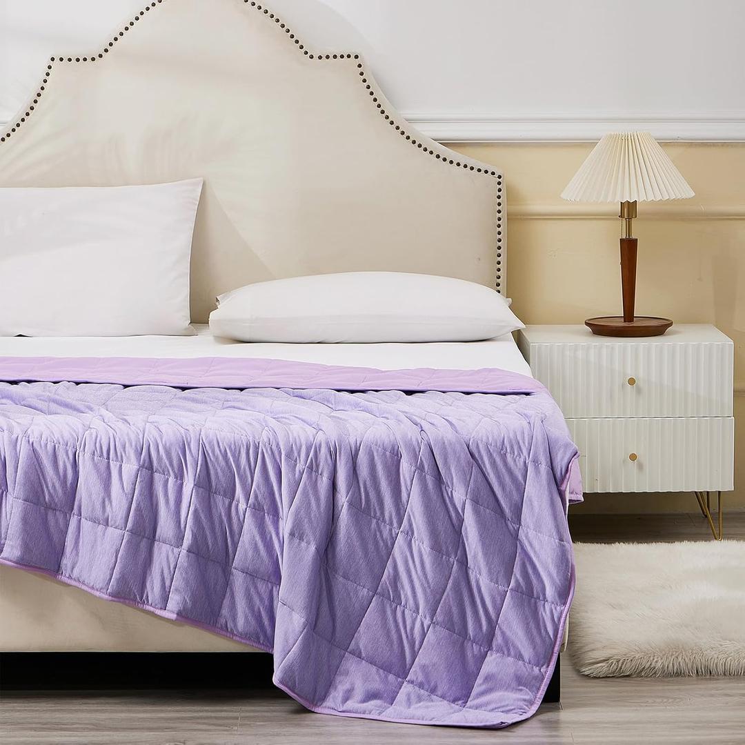 Weighted Blanket 10 Pounds Twin Size, Cooling Blanket for Hot Sleepers, Soft Bed Blanket Universal to All Seasons, 48''x72'' 10 LBS, Purple