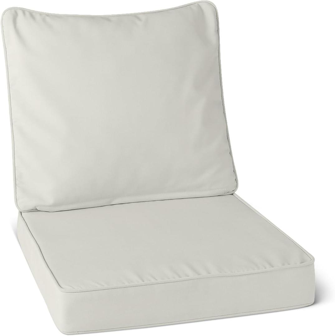 Amazon Basics Patio Chair Cushion with Back, 19x19x3 inch, Beige, 1-Pack