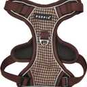 Puppia Conall Dog Harness H Houndstooth Pattern Sturdy Adjustable Neck and Chest Reflective for Small and Medium Dogs, Brown, Large