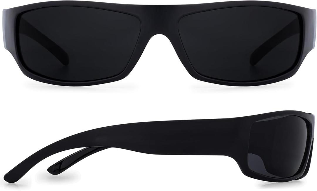 grinderPUNCH Mens Black Super Dark Sunglasses - Slim Wrap Around Gangster Style