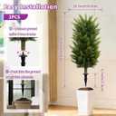 Set of 2 3FT Artificial Cedar Topiary Trees with Thickened Ground Spike, UV Resistant Faux Evergreen Bushes Fake Cypress Shrubs for Indoor Outdoor Front Porch Garden Decor