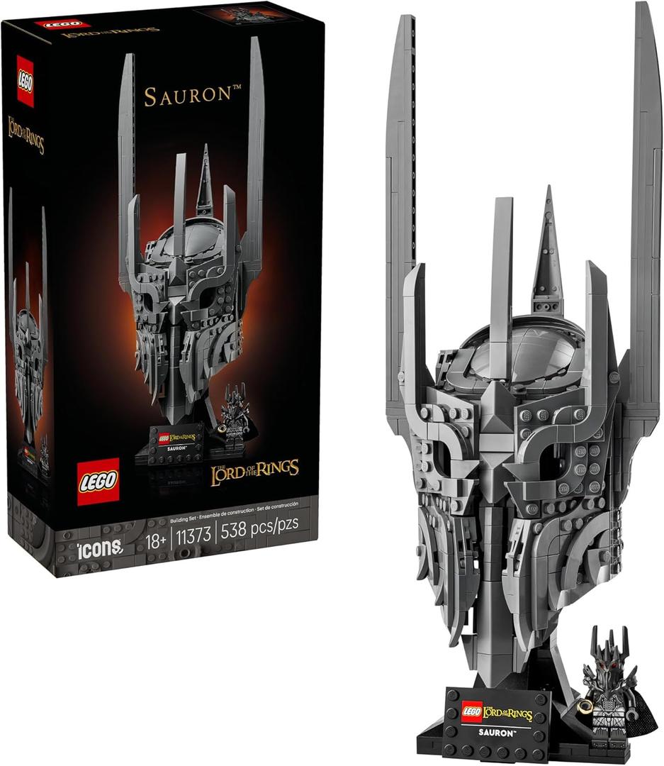 LEGO Icons The Lord of The Rings: Sauron's Helmet - Building Set for Adults, Ages 18+ - Bedroom, Home Office, Book Shelf Decor - W/Sauron Minifigure - Gift for LOTR Fans - 11373