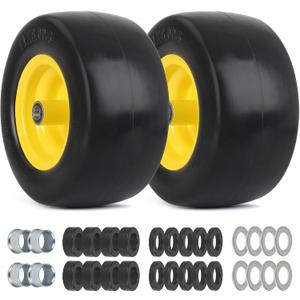 GICOOL 11x6.00-5 Flat Free Zero Turn Mower Tire and Wheel, 11x6-5nhs Riding Mowers Lawn Tire and Wheel with 3/4" Bearing, 5.8" -8" Centered Hub, 2 Pack