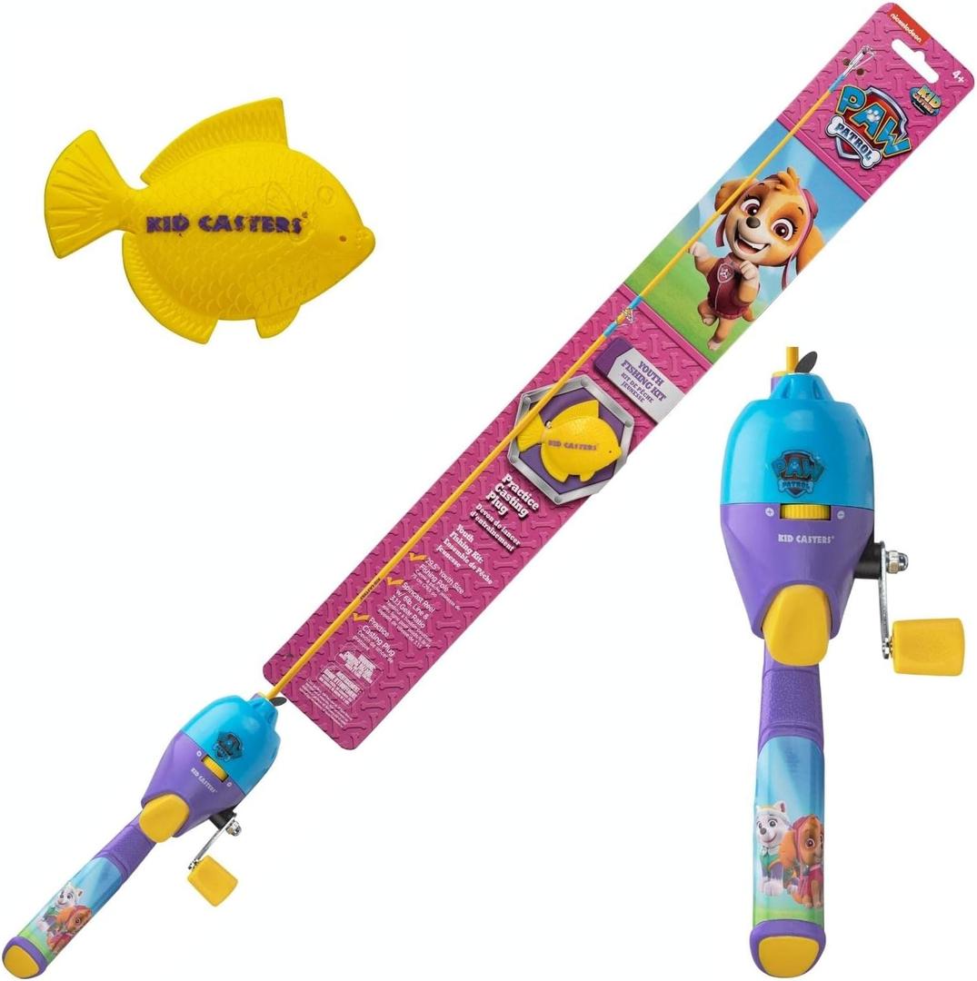 Kid Casters: Youth 29.5" Fishing Poles | Small & Easy to Use | Spincast Reel w/ 3:1:1 Gear Ratio | (Pre-spooled w/ 6-Pound line, Incl. Casting Plug)