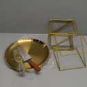 12 Pcs Pizza Pan Riser Stand Set: 4 Metal Pizza Stands, 4 Pizza Pan, 4 Wooden Pie Servers(Gold,Square)