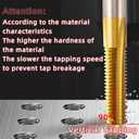 6pcs Metric Tap Set with Tap Wrench, M2～M6 Ti-Coated M2 HSS Thread Tap Set for Metal, Aluminum, Cast Iron, Brass
