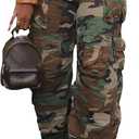 Vakkest High Waisted Camo Cargo Jeans for Women Wide Leg Casual Baggy Trendy Denim Pants with Multi Pockets (X-Large)